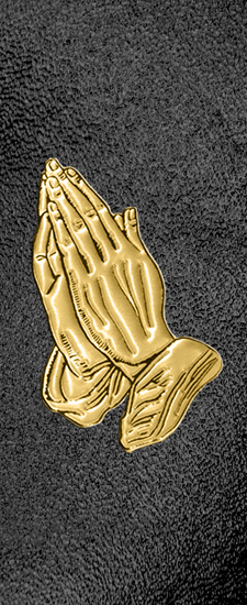 621DLJ-516-GD-SH-BK Gold Praying Hands Shimmer Black
